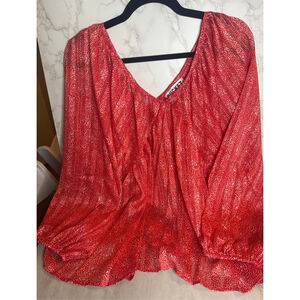 Women's Bucket List Red & White Blouse L